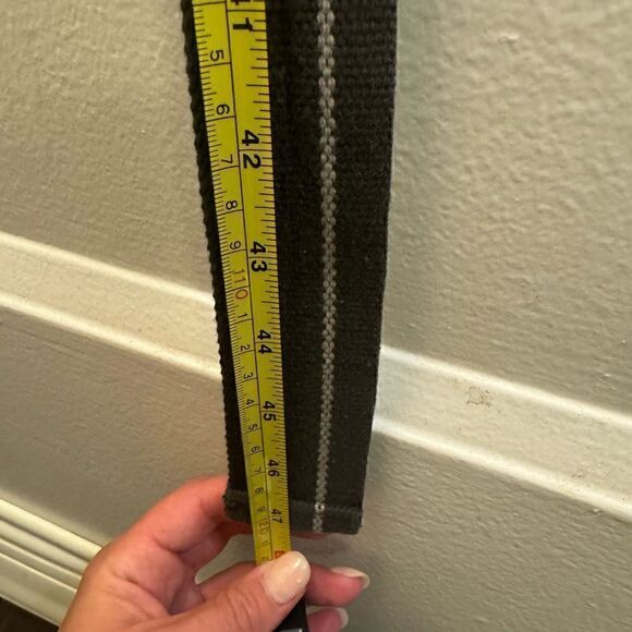 Army Green & Cream Canvas Striped Woven Double D Ring Belt - Picture 5 of 8